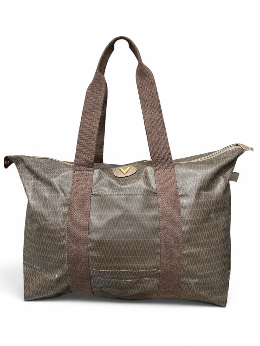 Mario Valentino Italy Monogram Packable Travel Tote Weekender Carry-On Bag